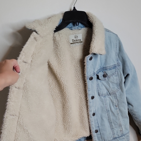 Dravus Light Blue Denim Jacket with Sherpa Lining Size MEDIUM - Picture 3 of 6